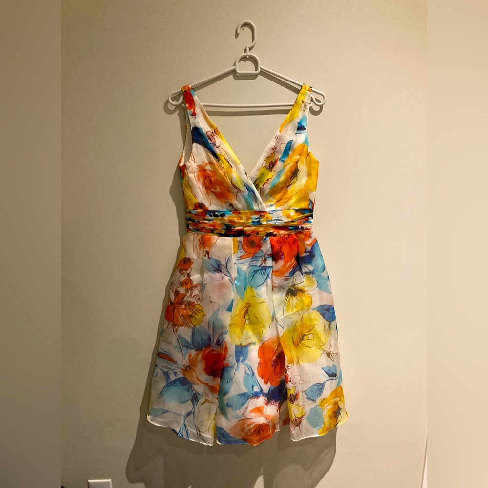 Theia Cocktail Floral Tulle Dress